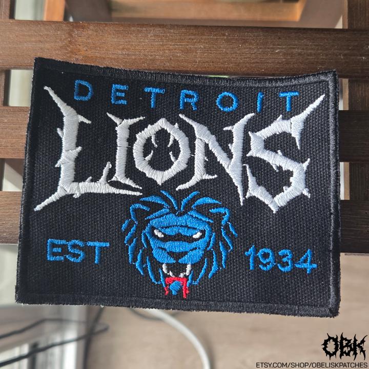 Detroit Lions Death Metal Style Patch